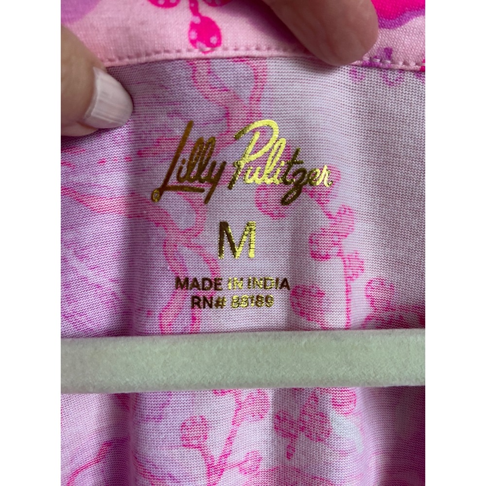 Lilly Pulitzer Delsie Pink Floral Cotton Jersey Shift Dress Medium - Picture 3 of 8